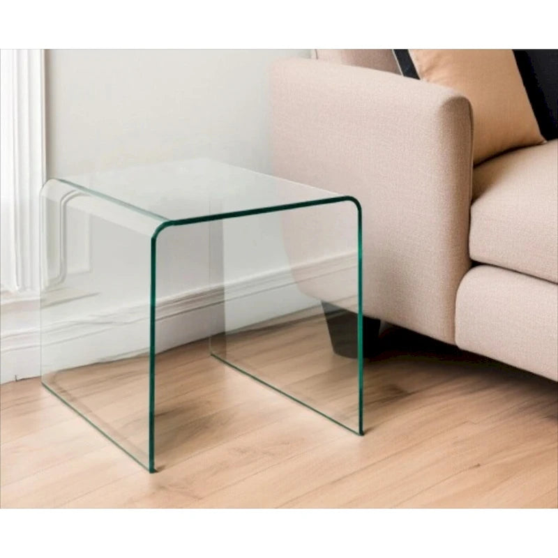 21 Clear Glass Rounded Edge End Table - 18" x 21" x 18"