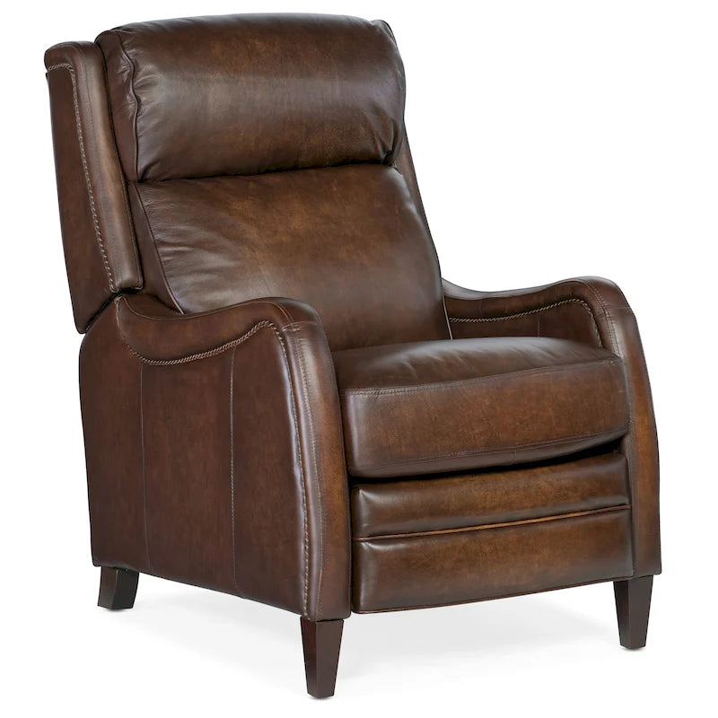 Leather Manual Push Back Recliner, Transitional Style