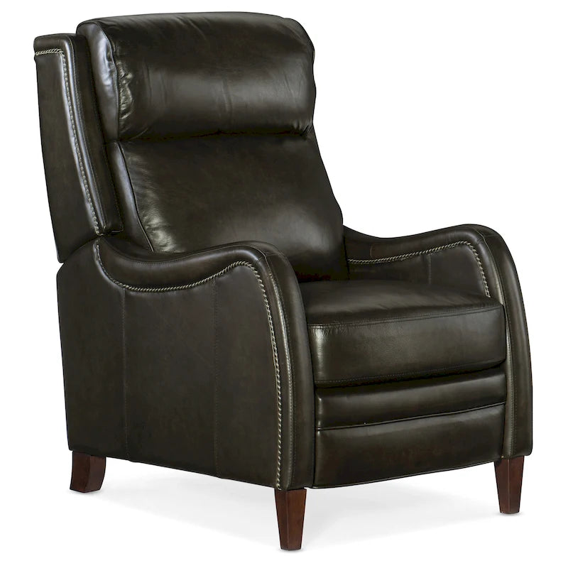 Leather Manual Push Back Recliner, Transitional Style