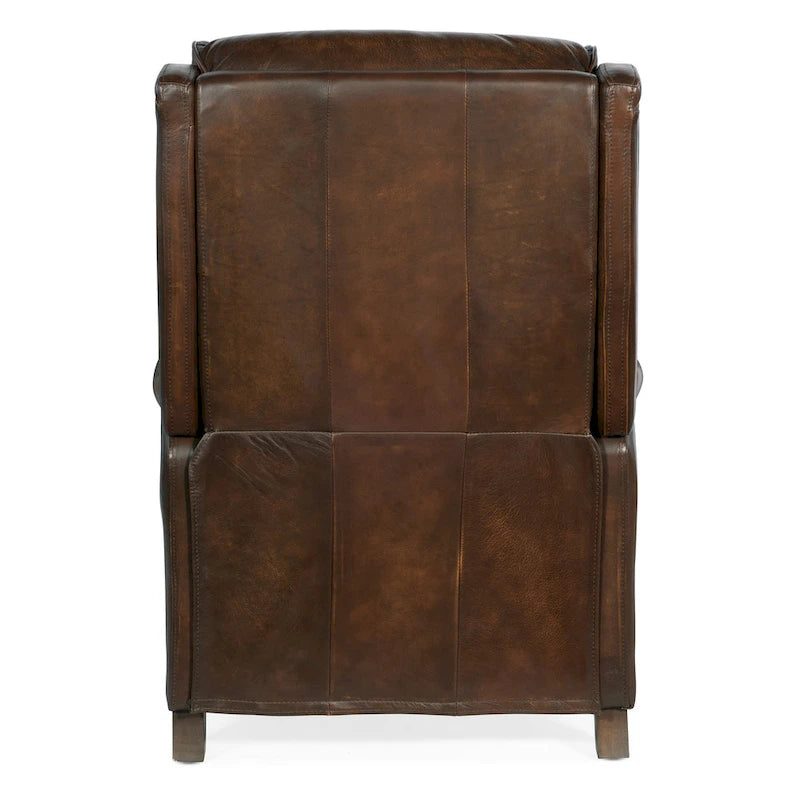 Leather Manual Push Back Recliner, Transitional Style