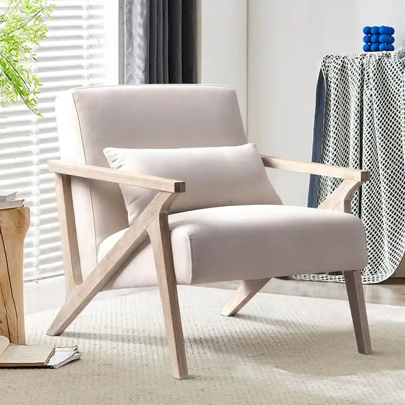 Accent Armchair Solid Hardwood Upholstered for Living Room