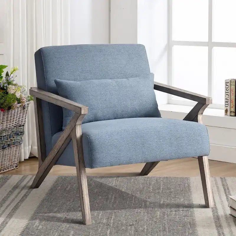 Accent Armchair Solid Hardwood Upholstered for Living Room