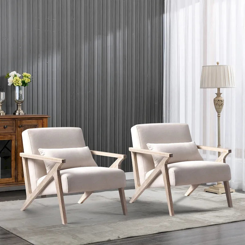 Accent Armchair Solid Hardwood Upholstered for Living Room
