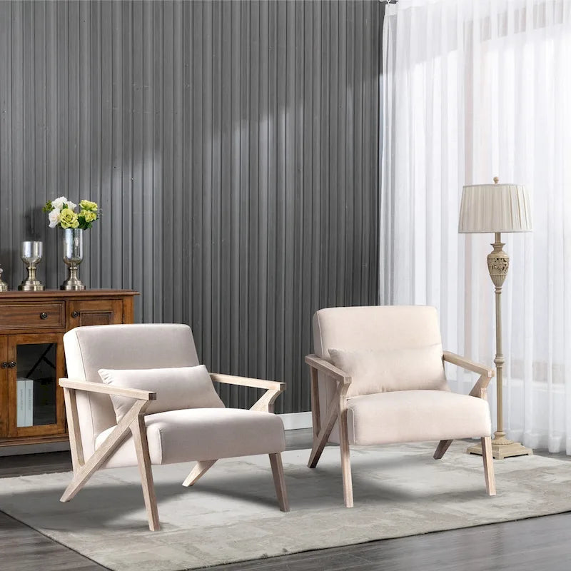 Accent Armchair Solid Hardwood Upholstered for Living Room