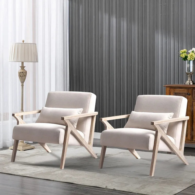 Accent Armchair Solid Hardwood Upholstered for Living Room