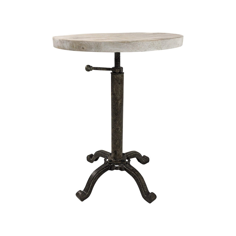Adjustable Vintage Table - Natural Driftwood Top - Aged Iron Base