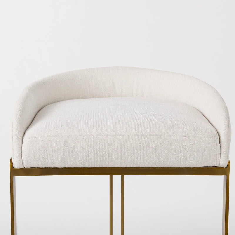 Cream Fabric Seat with Gold Metal Frame Counter Stool