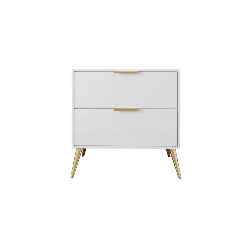 Contemporary 2-Drawers Wooden Nightstand