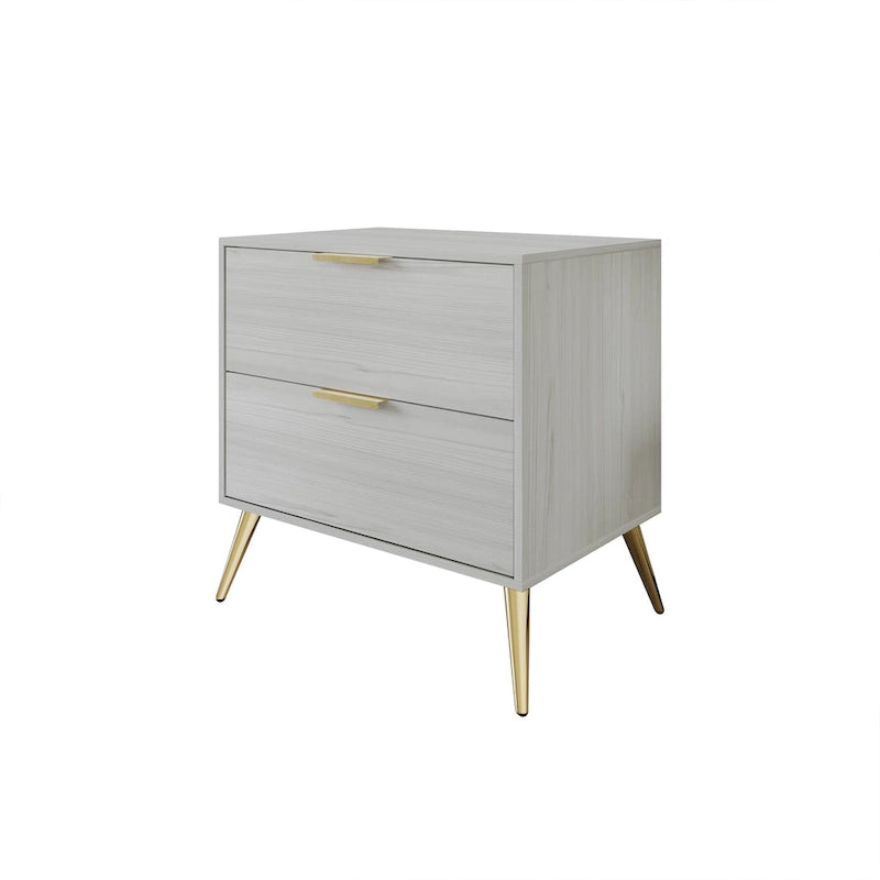 Contemporary 2-Drawers Wooden Nightstand