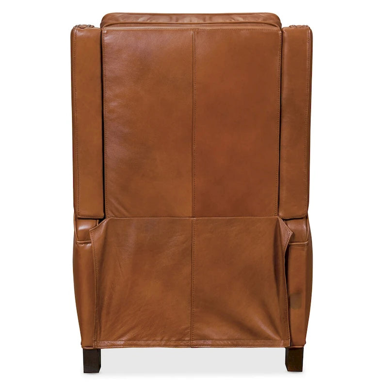 Top-Grain Leather Manual Push Back Recliner with Nailhead Trim