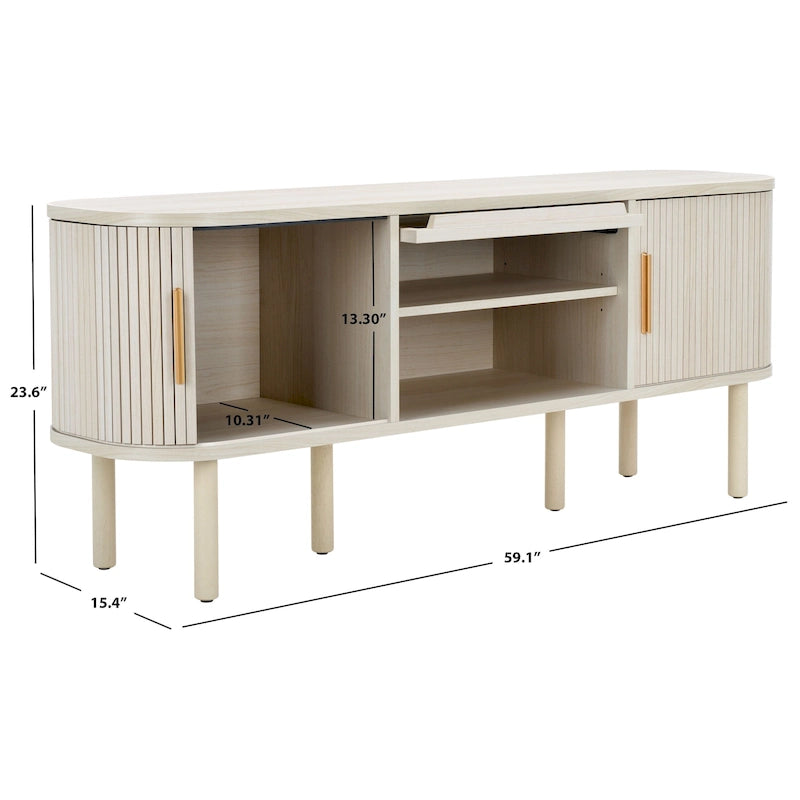 Media Stand with Tambour & Glass Lift Door, 59W x 15D x 24H